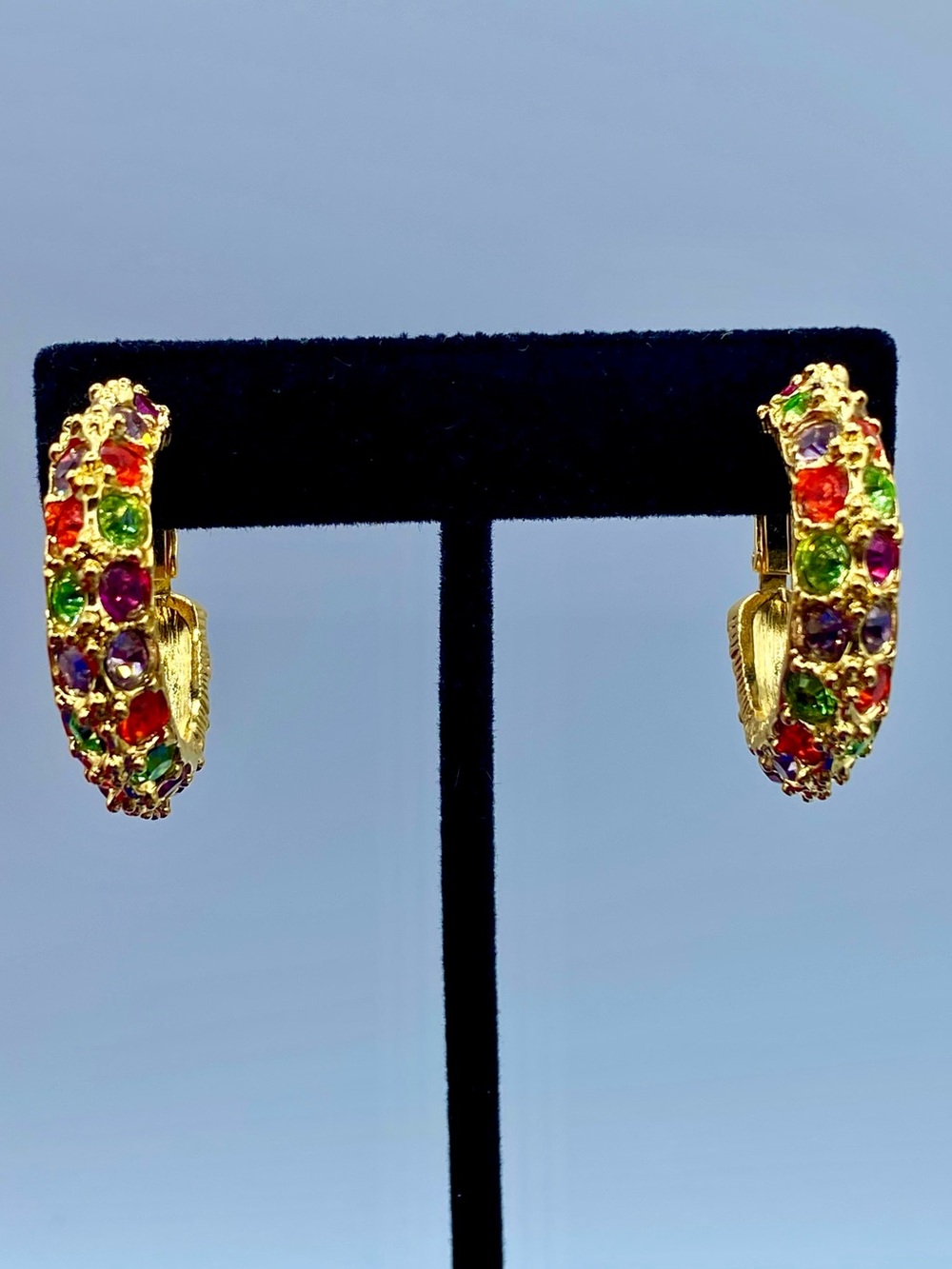 Graziano Gold Tone Rhinestone Clip Ons